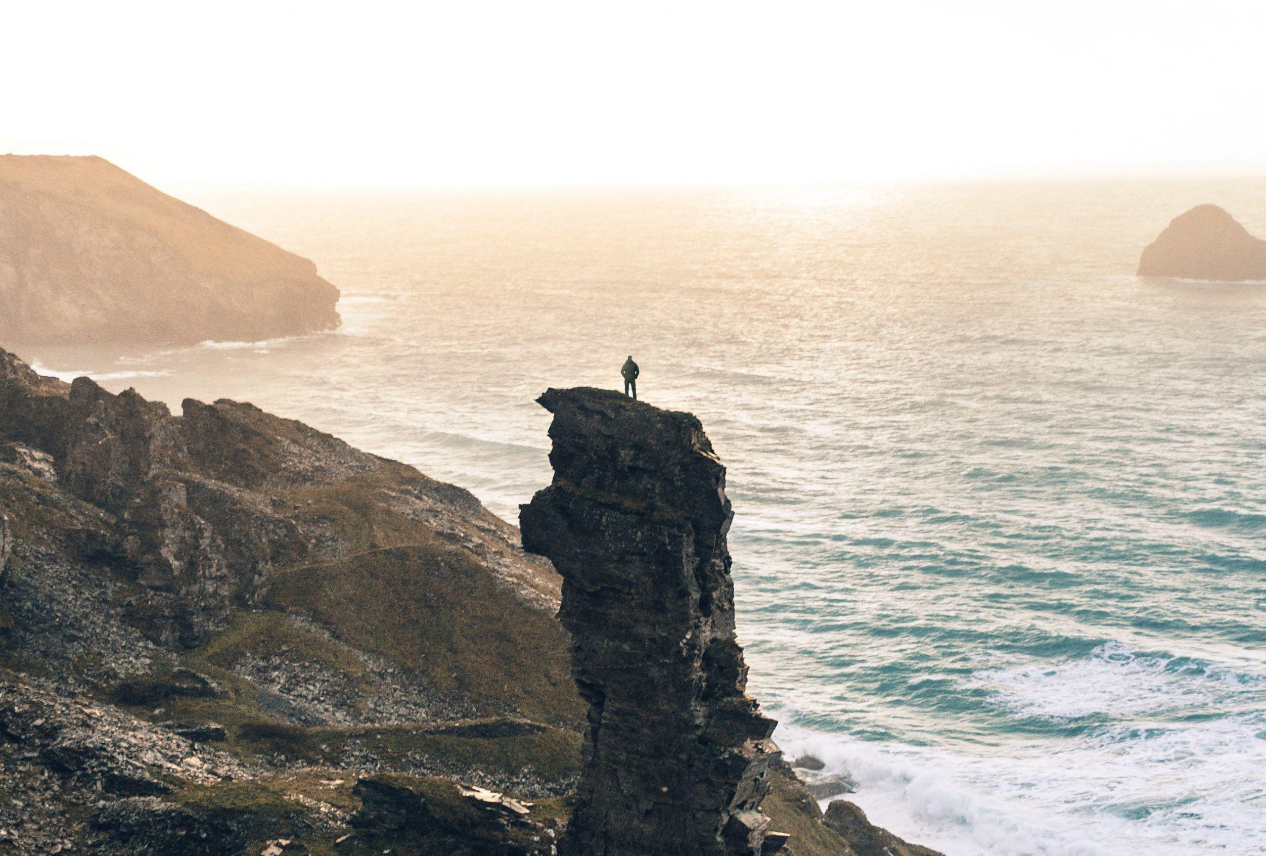 The dramatic cliffs and headland at Tintagel Castle, Cornwall