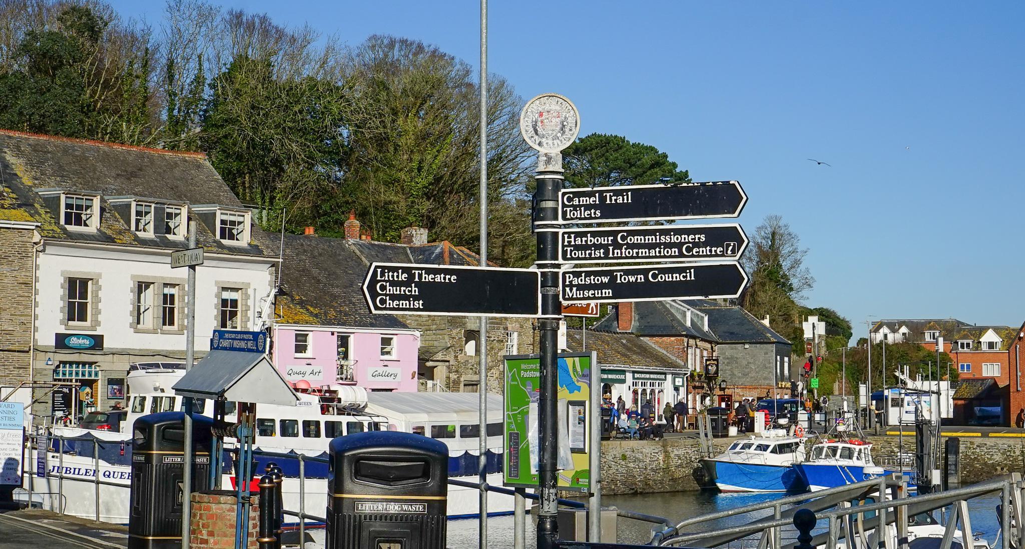 Padstow town centre signpost