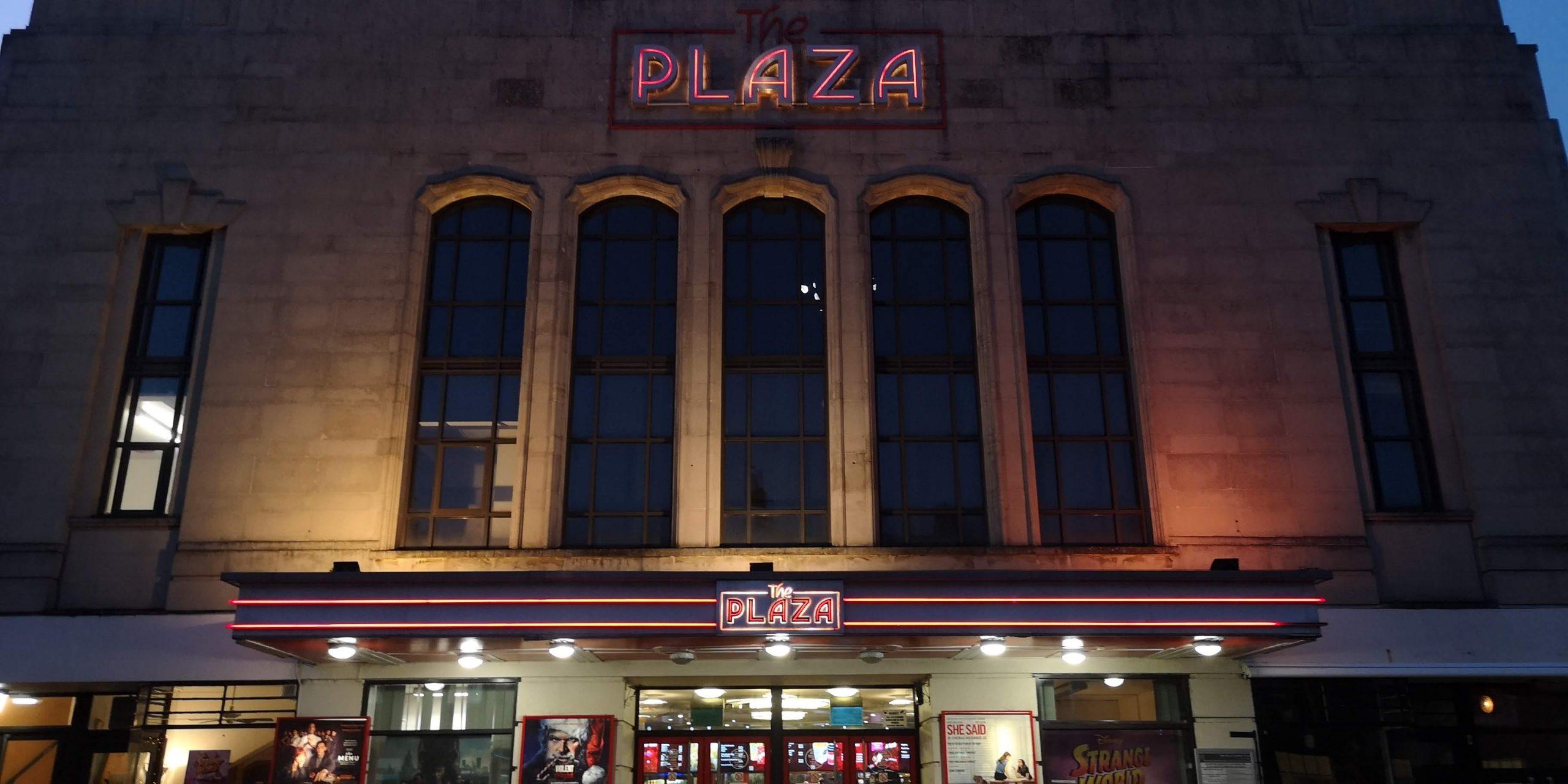 Plaza cinema in truro at night
