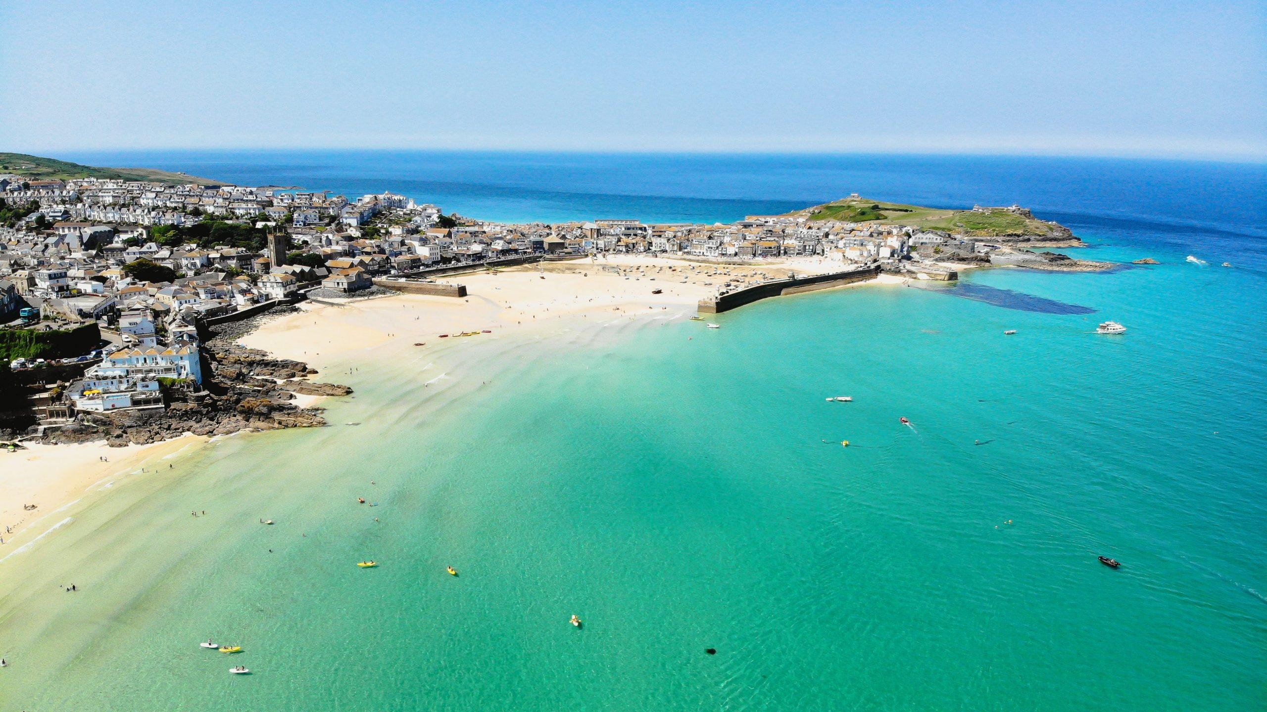 st ives drone shot