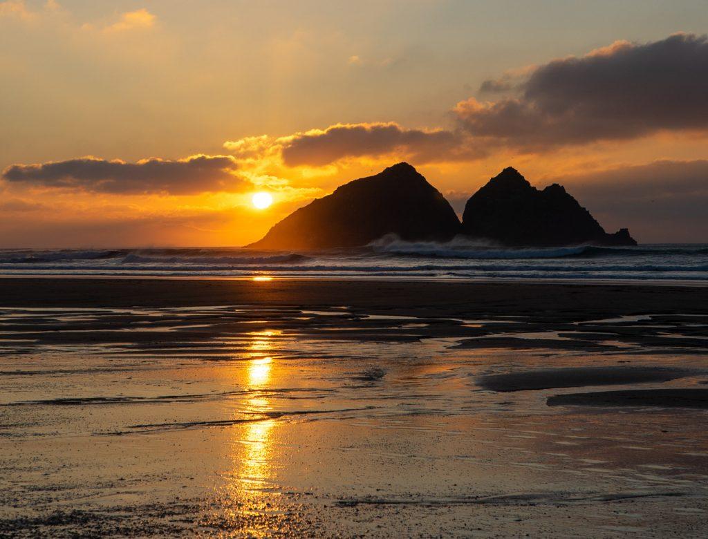 Holywell bay is a famous scene location from Poldark and beautiful at  Sunset