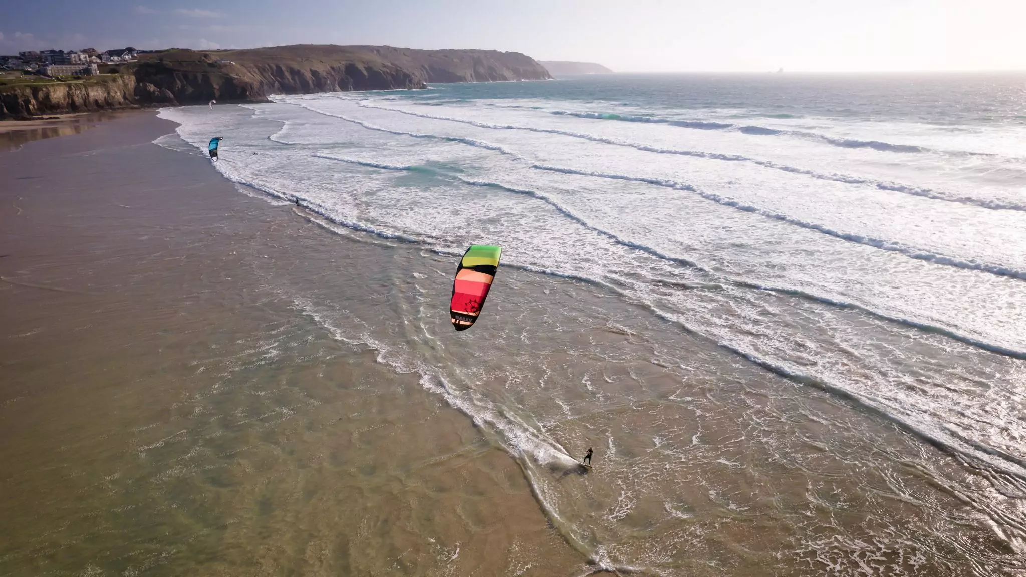 kitesurfing at Perranporth