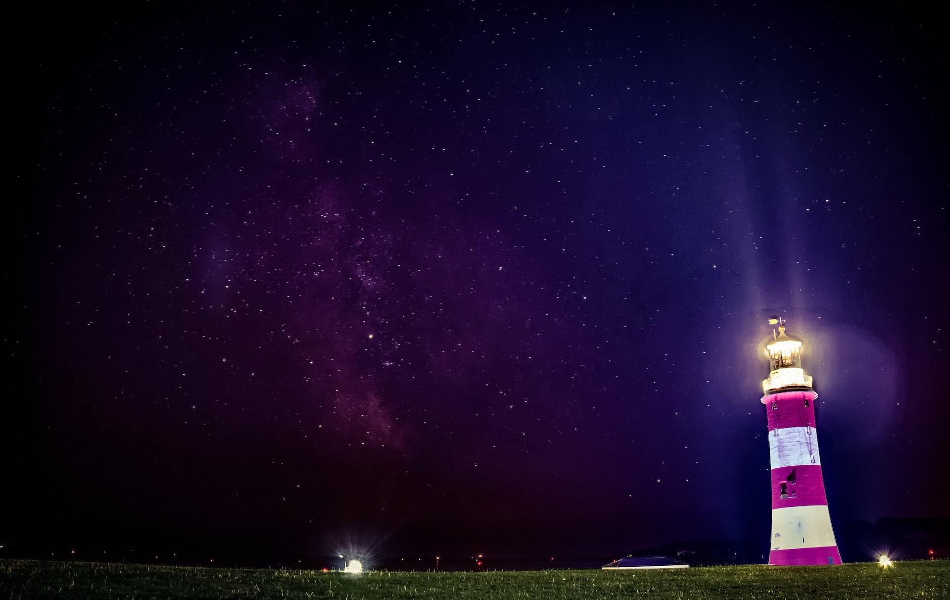 smeatons lighthouse at night under the stars