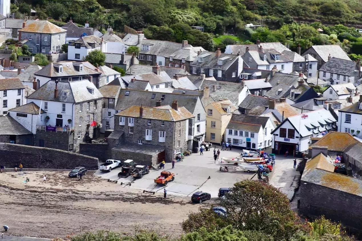port isaac town close up from above