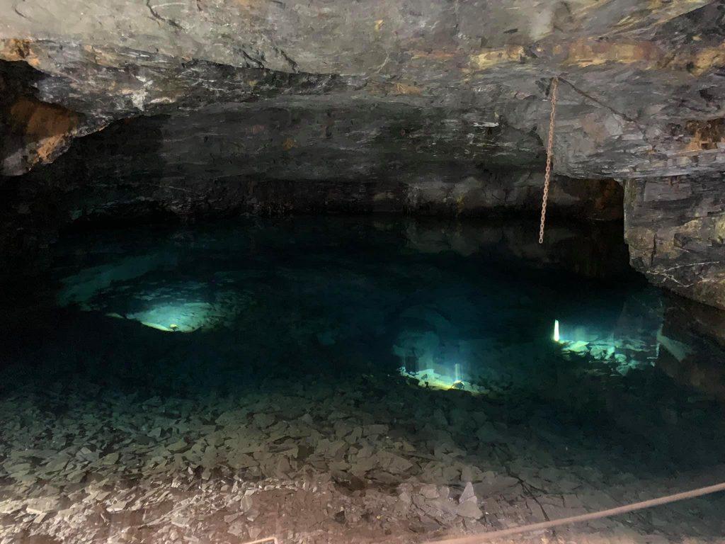 Water pools at Carnglaze Caverns