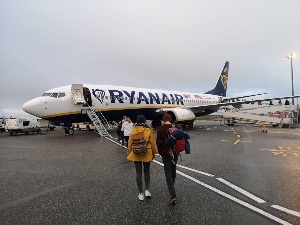 A Ryan Air plane at Newquay Airport