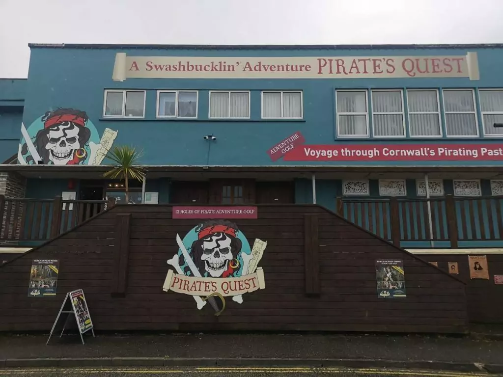 Front of Pirates Quest Crazy Golf in Newquay