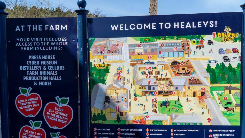 healeys cider farm sign and map