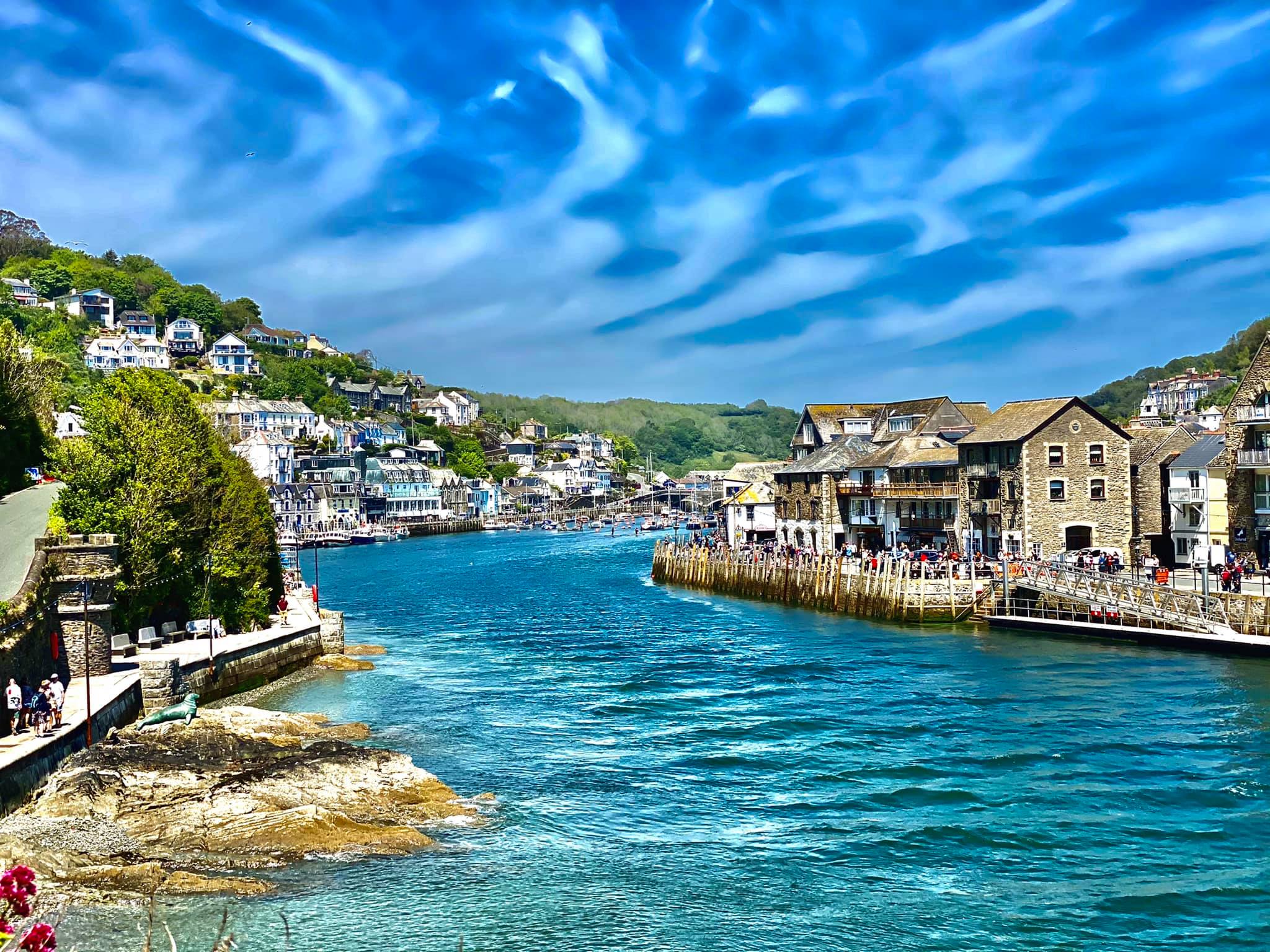 looe harbour showing a great quality of life in cornwall