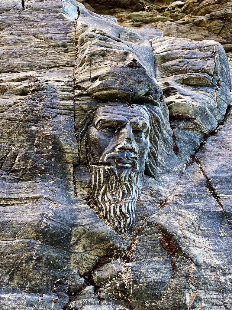 merlins face carving in the rocks