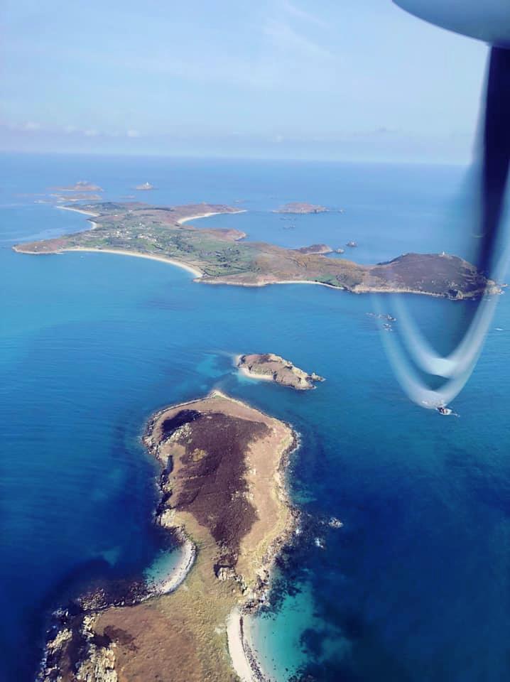 scilly isles from an airplane