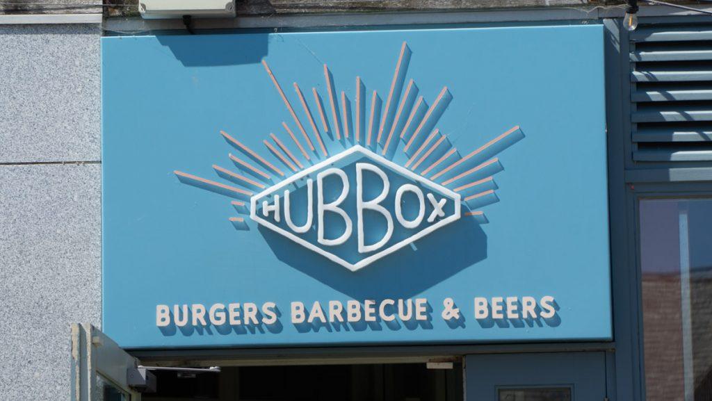 Hubbox falmouth restaurant sign